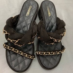Chanel block heels sandals size 36